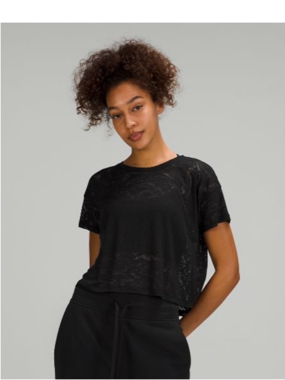 lululemon athletica Black Short Sleeve Crop Tee
